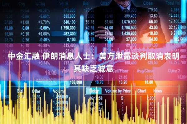 中金汇融 伊朗消息人士：美方泄露谈判取消表明其缺乏诚意